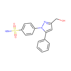 NS(=O)(=O)c1ccc(-n2nc(CO)cc2-c2ccccc2)cc1 ZINC000038928286