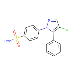 NS(=O)(=O)c1ccc(-n2ncc(Cl)c2-c2ccccc2)cc1 ZINC000013761853