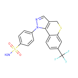 NS(=O)(=O)c1ccc(-n2ncc3c2-c2ccc(C(F)(F)F)cc2SC3)cc1 ZINC000095575122