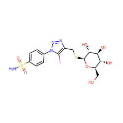 NS(=O)(=O)c1ccc(-n2nnc(CS[C@@H]3O[C@H](CO)[C@@H](O)[C@H](O)[C@H]3O)c2I)cc1 ZINC000072123093