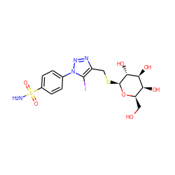 NS(=O)(=O)c1ccc(-n2nnc(CS[C@@H]3O[C@H](CO)[C@H](O)[C@H](O)[C@H]3O)c2I)cc1 ZINC000072122897