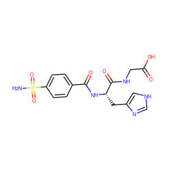 NS(=O)(=O)c1ccc(C(=O)N[C@@H](Cc2c[nH]cn2)C(=O)NCC(=O)O)cc1 ZINC000029475204