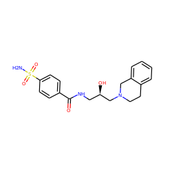 NS(=O)(=O)c1ccc(C(=O)NC[C@@H](O)CN2CCc3ccccc3C2)cc1 ZINC000217125409