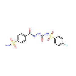 NS(=O)(=O)c1ccc(C(=O)NNC(=O)NS(=O)(=O)c2ccc(F)cc2)cc1 ZINC000013612935