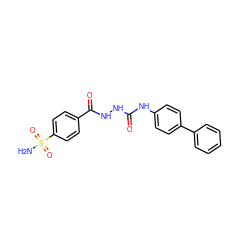 NS(=O)(=O)c1ccc(C(=O)NNC(=O)Nc2ccc(-c3ccccc3)cc2)cc1 ZINC000013612909