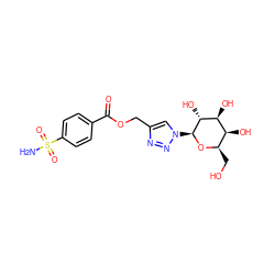 NS(=O)(=O)c1ccc(C(=O)OCc2cn([C@@H]3O[C@H](CO)[C@H](O)[C@H](O)[C@H]3O)nn2)cc1 ZINC000014951486