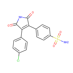 NS(=O)(=O)c1ccc(C2=C(c3ccc(Cl)cc3)C(=O)NC2=O)cc1 ZINC000169311093