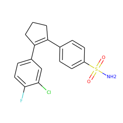 NS(=O)(=O)c1ccc(C2=C(c3ccc(F)c(Cl)c3)CCC2)cc1 ZINC000000600722