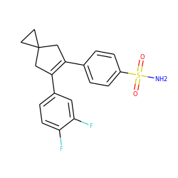 NS(=O)(=O)c1ccc(C2=C(c3ccc(F)c(F)c3)CC3(CC3)C2)cc1 ZINC000003814741