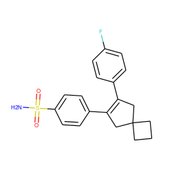 NS(=O)(=O)c1ccc(C2=C(c3ccc(F)cc3)CC3(CCC3)C2)cc1 ZINC000013816917