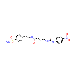 NS(=O)(=O)c1ccc(CCNC(=O)CCCNC(=O)Nc2ccc([N+](=O)[O-])cc2)cc1 ZINC000299820621