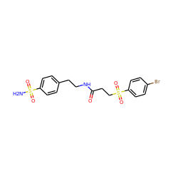 NS(=O)(=O)c1ccc(CCNC(=O)CCS(=O)(=O)c2ccc(Br)cc2)cc1 ZINC000002940598