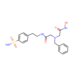 NS(=O)(=O)c1ccc(CCNC(=O)CN(CC(=O)NO)Cc2ccccc2)cc1 ZINC000028819198