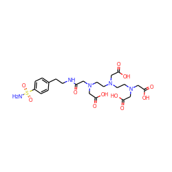 NS(=O)(=O)c1ccc(CCNC(=O)CN(CCN(CCN(CC(=O)O)CC(=O)O)CC(=O)O)CC(=O)O)cc1 ZINC000029234778