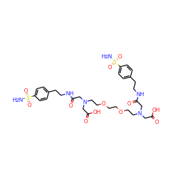 NS(=O)(=O)c1ccc(CCNC(=O)CN(CCOCCOCCN(CC(=O)O)CC(=O)NCCc2ccc(S(N)(=O)=O)cc2)CC(=O)O)cc1 ZINC000095611972