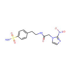 NS(=O)(=O)c1ccc(CCNC(=O)Cn2ccnc2[N+](=O)[O-])cc1 ZINC000103290173