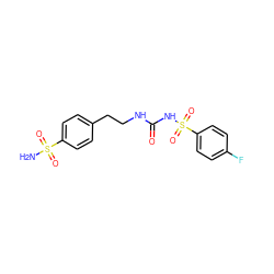 NS(=O)(=O)c1ccc(CCNC(=O)NS(=O)(=O)c2ccc(F)cc2)cc1 ZINC000299837719