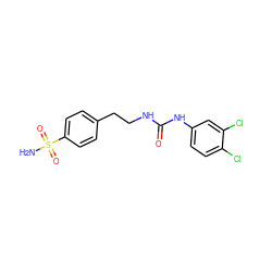 NS(=O)(=O)c1ccc(CCNC(=O)Nc2ccc(Cl)c(Cl)c2)cc1 ZINC000002890656