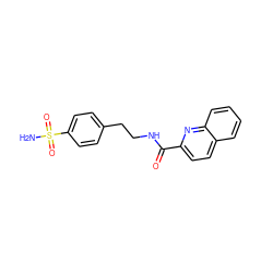 NS(=O)(=O)c1ccc(CCNC(=O)c2ccc3ccccc3n2)cc1 ZINC000003314777