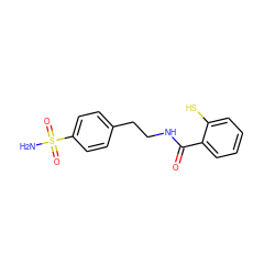 NS(=O)(=O)c1ccc(CCNC(=O)c2ccccc2S)cc1 ZINC000014947490