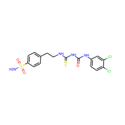 NS(=O)(=O)c1ccc(CCNC(=S)NC(=O)Nc2ccc(Cl)c(Cl)c2)cc1 ZINC000028968146