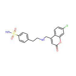 NS(=O)(=O)c1ccc(CCNCc2cc(=O)oc3cc(Cl)ccc23)cc1 ZINC000027739731