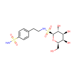 NS(=O)(=O)c1ccc(CCNS(=O)(=O)[C@@H]2O[C@H](CO)[C@H](O)[C@H](O)[C@H]2O)cc1 ZINC000049066820