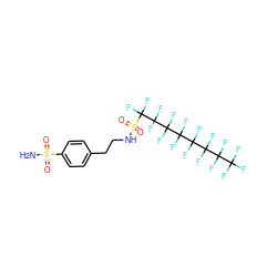 NS(=O)(=O)c1ccc(CCNS(=O)(=O)C(F)(F)C(F)(F)C(F)(F)C(F)(F)C(F)(F)C(F)(F)C(F)(F)C(F)(F)F)cc1 ZINC000034718081