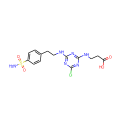 NS(=O)(=O)c1ccc(CCNc2nc(Cl)nc(NCCC(=O)O)n2)cc1 ZINC000028472172