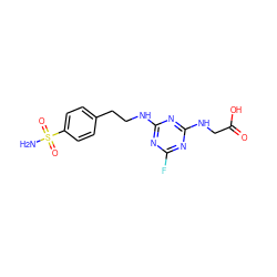 NS(=O)(=O)c1ccc(CCNc2nc(F)nc(NCC(=O)O)n2)cc1 ZINC000096940381