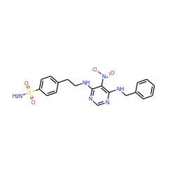 NS(=O)(=O)c1ccc(CCNc2ncnc(NCc3ccccc3)c2[N+](=O)[O-])cc1 ZINC000064512874