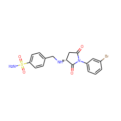 NS(=O)(=O)c1ccc(CN[C@@H]2CC(=O)N(c3cccc(Br)c3)C2=O)cc1 ZINC000019733283