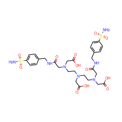 NS(=O)(=O)c1ccc(CNC(=O)CN(CCN(CCN(CC(=O)O)CC(=O)NCc2ccc(S(N)(=O)=O)cc2)CC(=O)O)CC(=O)O)cc1 ZINC000034717929