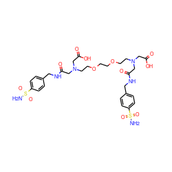 NS(=O)(=O)c1ccc(CNC(=O)CN(CCOCCOCCN(CC(=O)O)CC(=O)NCc2ccc(S(N)(=O)=O)cc2)CC(=O)O)cc1 ZINC000029244726