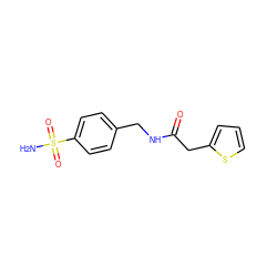 NS(=O)(=O)c1ccc(CNC(=O)Cc2cccs2)cc1 ZINC000000068301