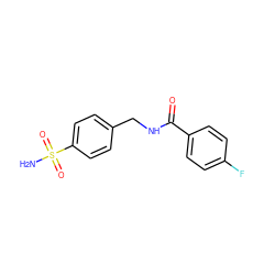 NS(=O)(=O)c1ccc(CNC(=O)c2ccc(F)cc2)cc1 ZINC000000226545