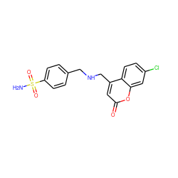 NS(=O)(=O)c1ccc(CNCc2cc(=O)oc3cc(Cl)ccc23)cc1 ZINC000027739227