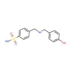 NS(=O)(=O)c1ccc(CNCc2ccc(O)cc2)cc1 ZINC000019910105