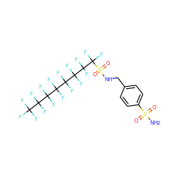 NS(=O)(=O)c1ccc(CNS(=O)(=O)C(F)(F)C(F)(F)C(F)(F)C(F)(F)C(F)(F)C(F)(F)C(F)(F)C(F)(F)F)cc1 ZINC000034718101