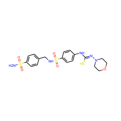 NS(=O)(=O)c1ccc(CNS(=O)(=O)c2ccc(N/C(S)=N/N3CCOCC3)cc2)cc1 ZINC000028524951