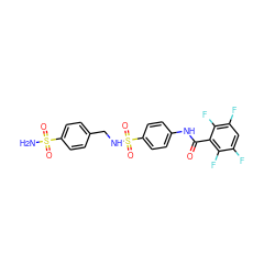 NS(=O)(=O)c1ccc(CNS(=O)(=O)c2ccc(NC(=O)c3c(F)c(F)cc(F)c3F)cc2)cc1 ZINC000026402723