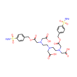 NS(=O)(=O)c1ccc(COC(=O)CN(CCN(CCN(CC(=O)O)CC(=O)OCc2ccc(S(N)(=O)=O)cc2)CC(=O)O)CC(=O)O)cc1 ZINC000034717931