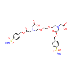 NS(=O)(=O)c1ccc(COC(=O)CN(CCOCCOCCN(CC(=O)O)CC(=O)OCc2ccc(S(N)(=O)=O)cc2)CC(=O)O)cc1 ZINC000029235900