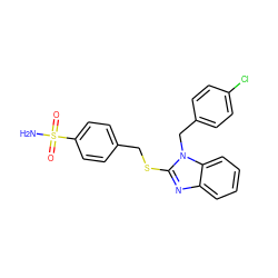 NS(=O)(=O)c1ccc(CSc2nc3ccccc3n2Cc2ccc(Cl)cc2)cc1 ZINC000026952558