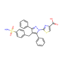 NS(=O)(=O)c1ccc(Cc2c(-c3ccccc3)nn(-c3nc(C(=O)O)cs3)c2-c2ccccc2)cc1 ZINC001772639678