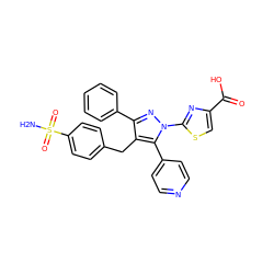 NS(=O)(=O)c1ccc(Cc2c(-c3ccccc3)nn(-c3nc(C(=O)O)cs3)c2-c2ccncc2)cc1 ZINC001772630150