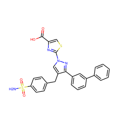 NS(=O)(=O)c1ccc(Cc2cn(-c3nc(C(=O)O)cs3)nc2-c2cccc(-c3ccccc3)c2)cc1 ZINC001772633062