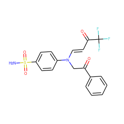 NS(=O)(=O)c1ccc(N(/C=C/C(=O)C(F)(F)F)CC(=O)c2ccccc2)cc1 ZINC000148647043