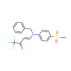 NS(=O)(=O)c1ccc(N(/C=C/C(=O)C(F)(F)F)Cc2ccccc2)cc1 ZINC000148647222