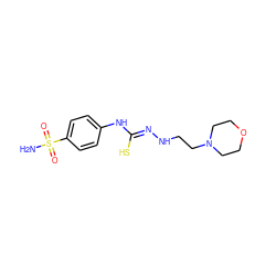 NS(=O)(=O)c1ccc(N/C(S)=N/NCCN2CCOCC2)cc1 ZINC000028135116